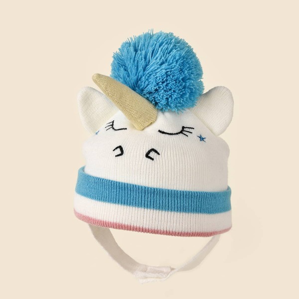 

Toddler Girls Pom Pom Beanie, White