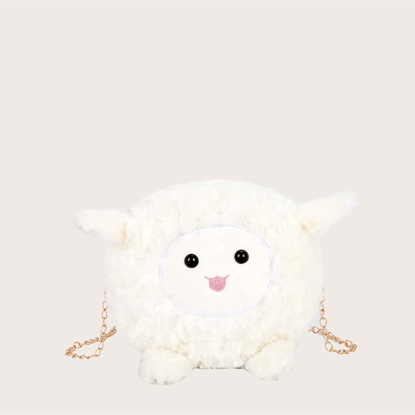 

Girls Cartoon Shaped Fluffy Crossbody Bag, White