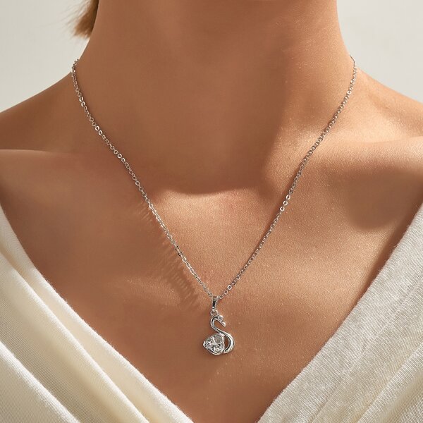 

Rhinestone Animal Charm Necklace, Silver