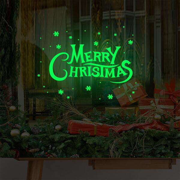 

Christmas Slogan Graphic Luminous Wall Sticker, Green
