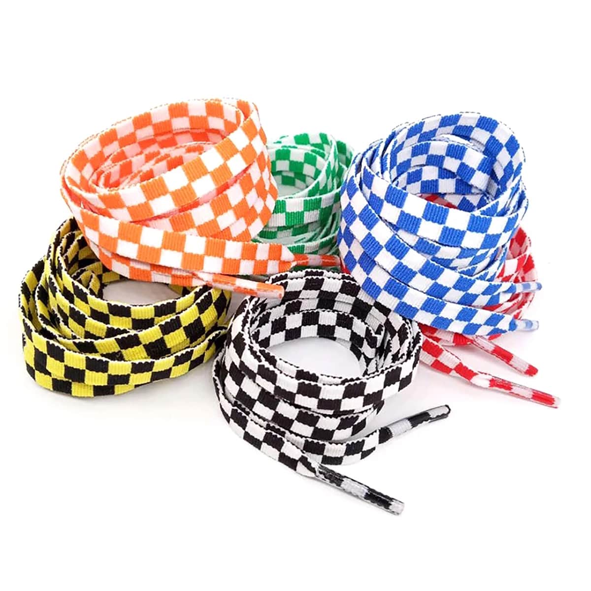 

2pcs Checkerboard Pattern Shoelace, Multicolor