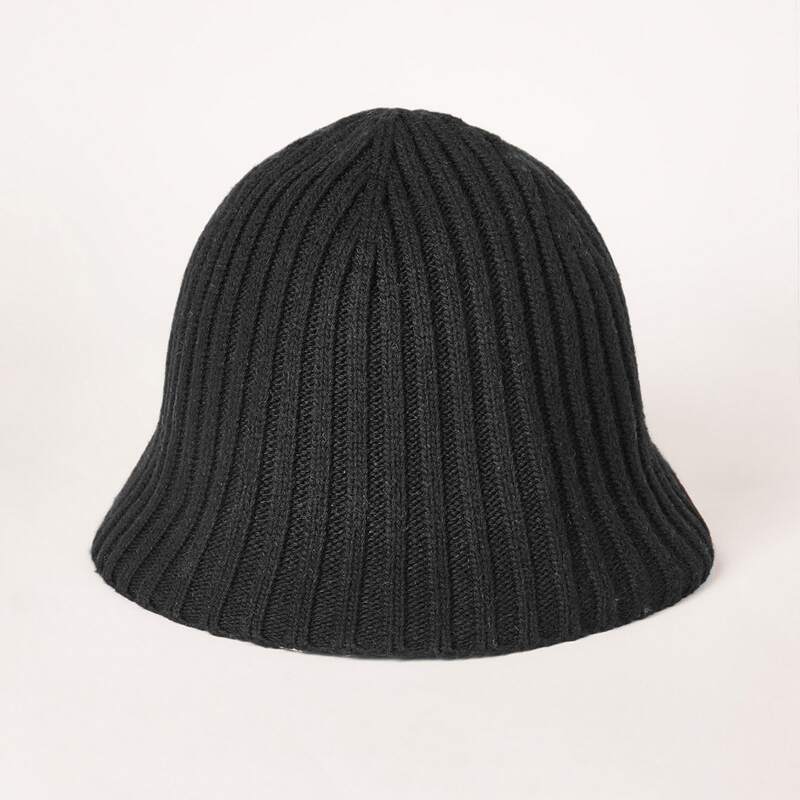 

Solid Knit Cloche Hat, Black