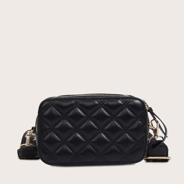 

Quilted Guitar Strap Crossbody Bag, Black