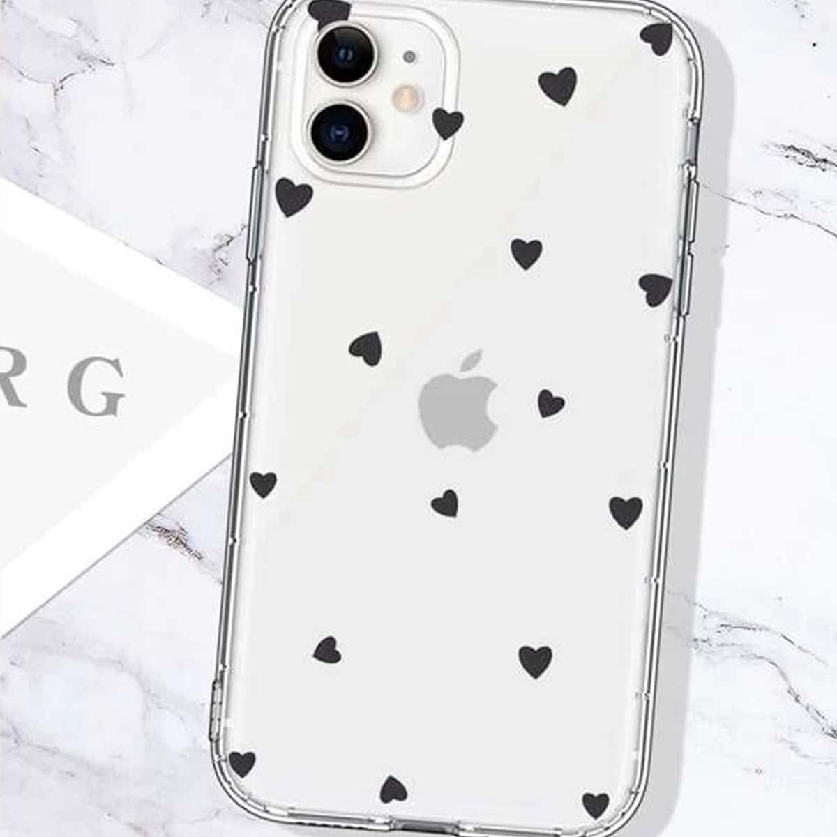 

Heart Print Clear iPhone Case