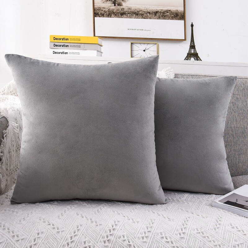 

1pc Plain Cushion Cover Without Filler, Grey