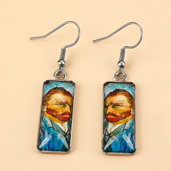 

Figure Graphic Rectangle Drop Earrings, Multicolor