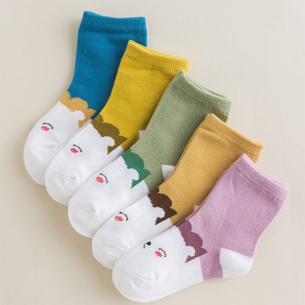

5pairs Toddler Girls Cartoon Graphic Socks, Multicolor
