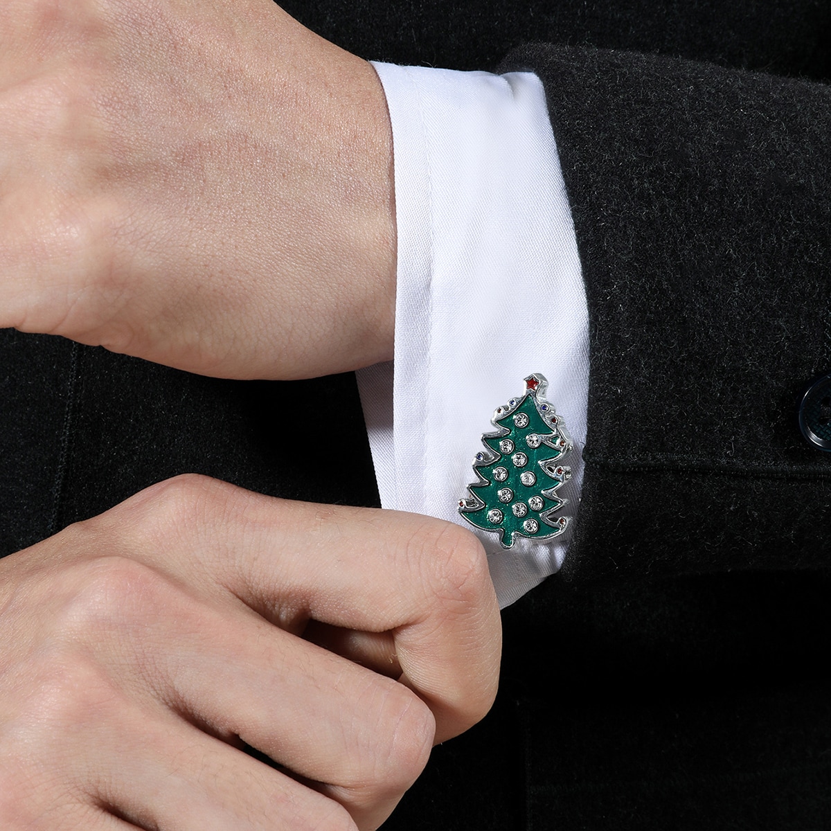 Image of 1pair Men Christmas Tree Design Cufflinks