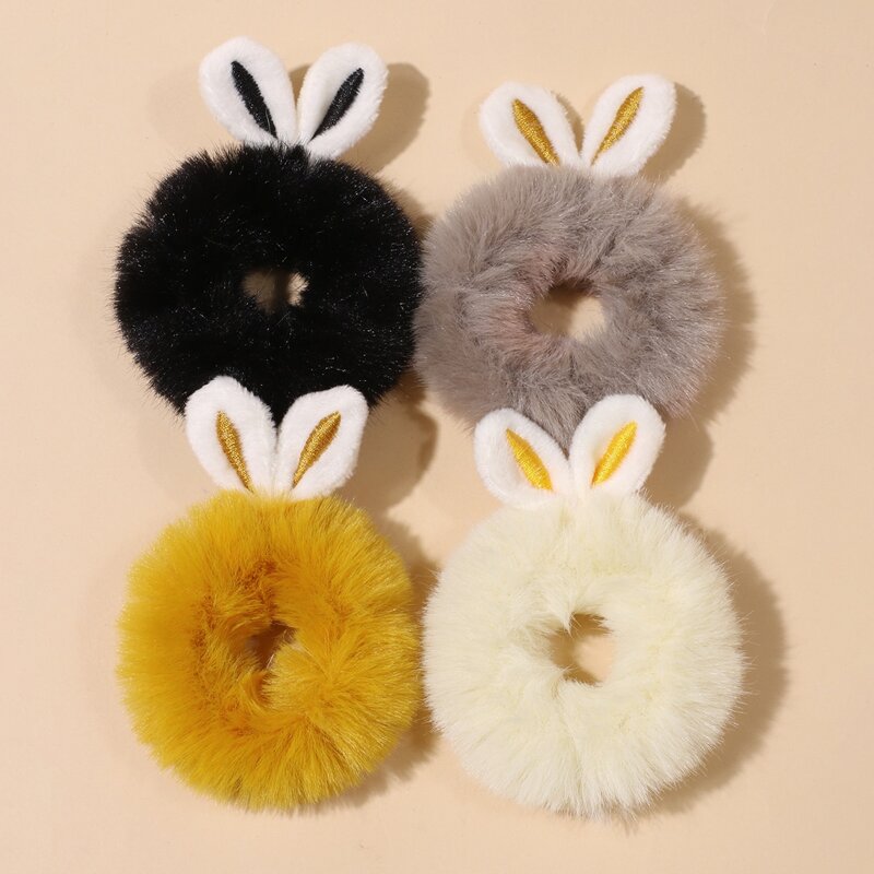 

4pcs Fluffy Bunny Hair Tie, Multicolor