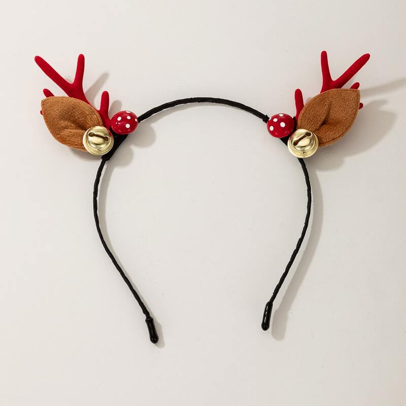 

1pc Christmas Antlers & Bell Headband, Multicolor