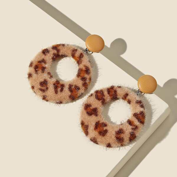 

Leopard Print Round Drop Earrings, Multicolor