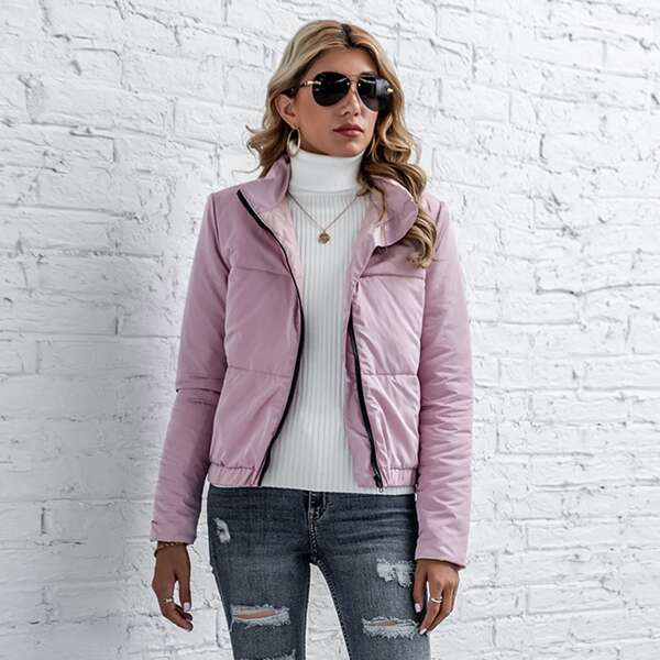 

Zip Up Puffer Jacket, Dusty pink