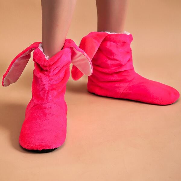 

Ear Decor Wide Fit Slippers, Hot pink
