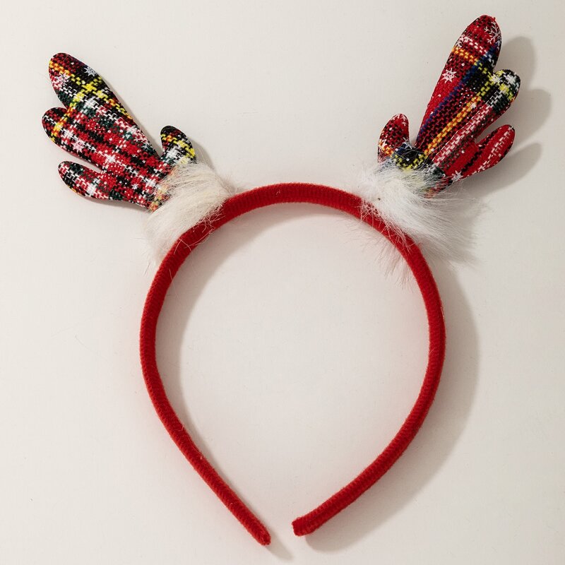 

Christmas Tartan Antlers Headband, Red