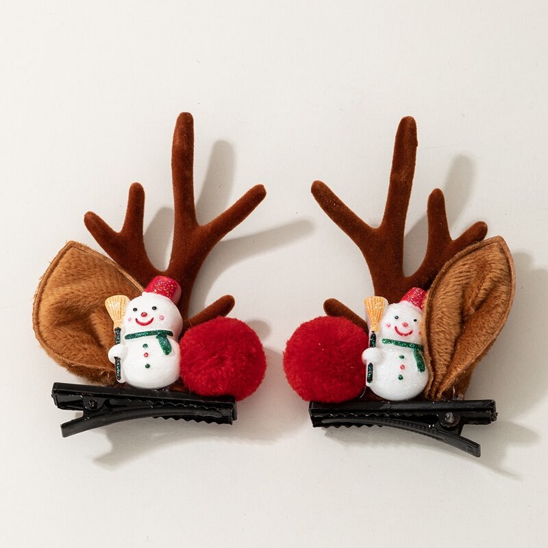 

1pair Christmas Antlers Hair Clip, Multicolor