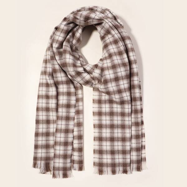 

Raw Hem Plaid Scarf, Multicolor