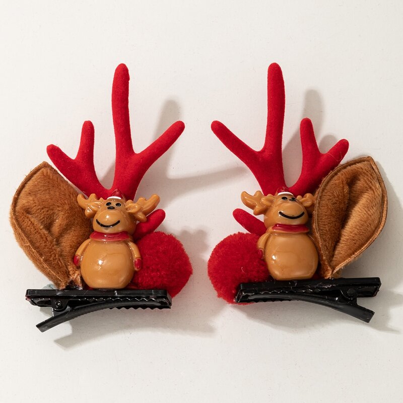 

1pair Christmas Elk Hair Clip, Multicolor