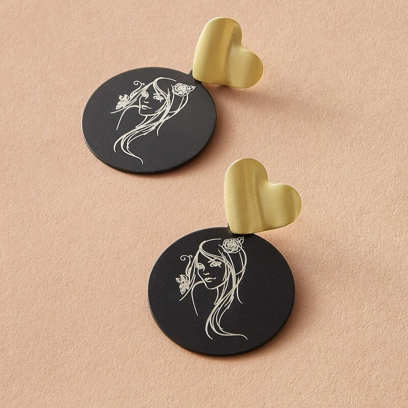 

Abstract Figure Heart Drop Earrings, Black
