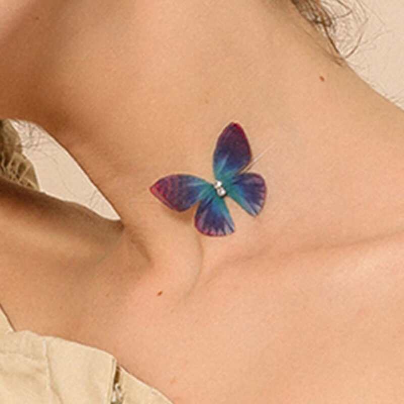

Butterfly Clear Choker, Blue