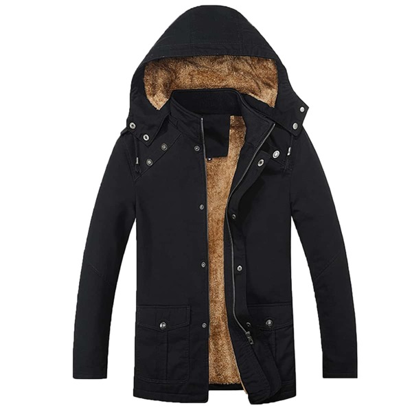 

Men Sherpa Lined Zipper Jacket, Black