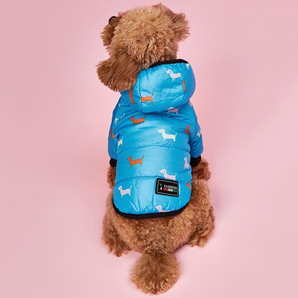 

Contrast Binding Hooded Dog Coat, Blue