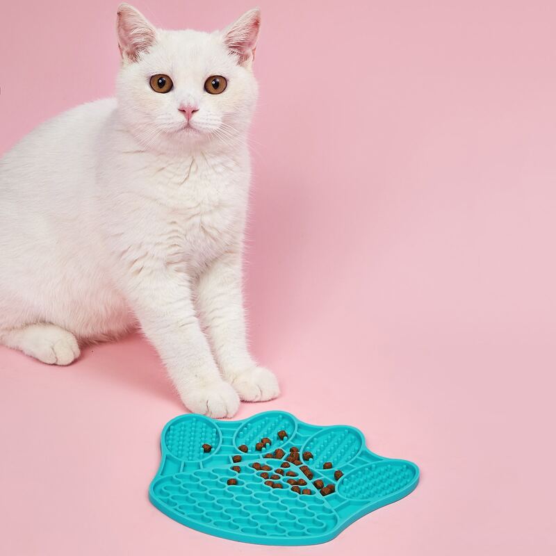 

Paw Shaped Slow Feeder Cat Bowl, Blue