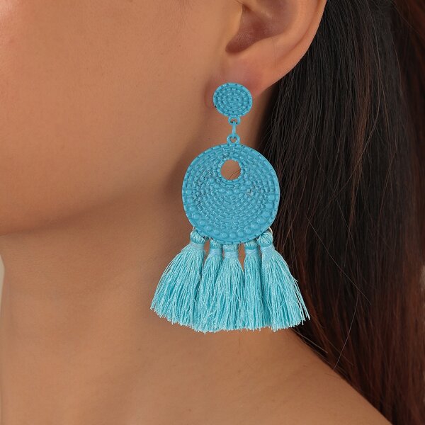 

Tassel Drop Earrings, Blue