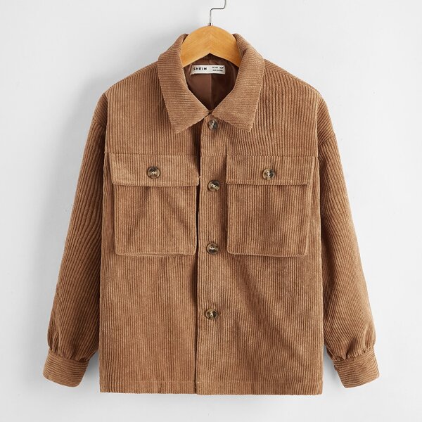 

Boys Flap Pocket Cord Jacket, Brown
