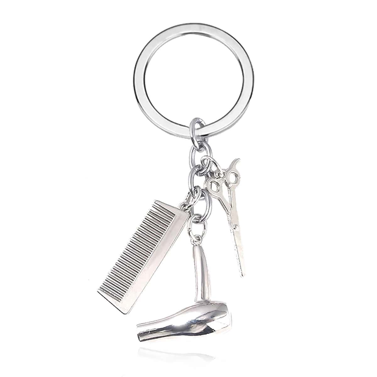 

1pc Hair Tool Decor Keychain, Silver
