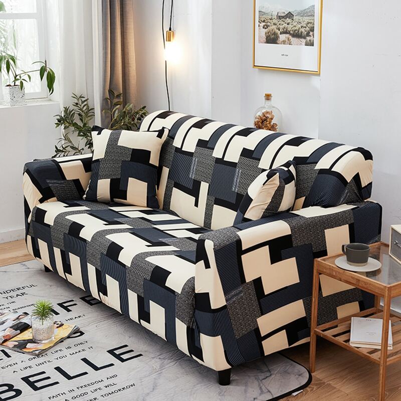 

Geometric Pattern Sofa Cover With 1pc Cushion Cover Without Filler, Multicolor