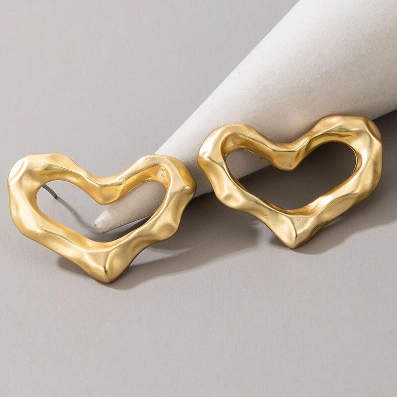 

Textured Heart Drop Earrings, Gold
