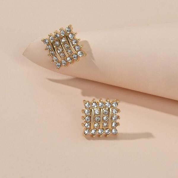 

Rhinestone Stud Earrings, Gold