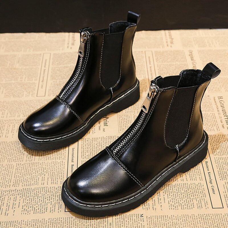 

Zip Front Cap Toe Chelsea Boots, Black
