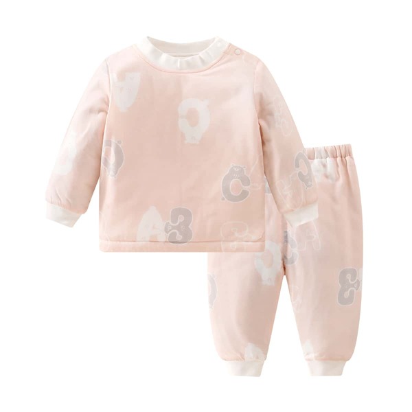 

Baby Girl Cartoon Letter Graphic Sweatshirt With Joggers, Baby pink