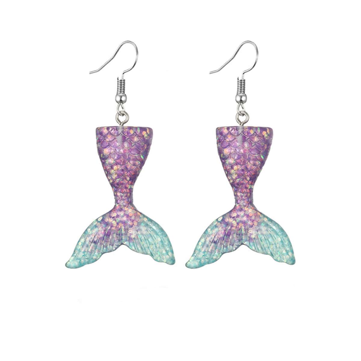 

Glitter Mermaid Drop Earrings, Purple