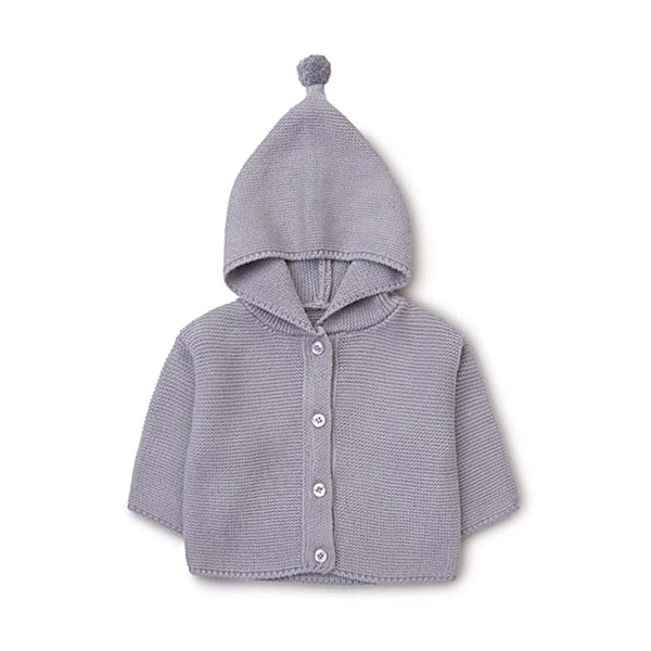 

Toddler Boys Pom Pom Hooded Cardigan, Grey