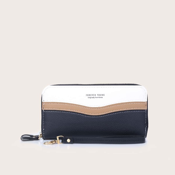 

Color Block Long Purse, Black and white