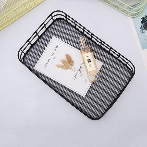 

1pc Iron Storage Basket, Black