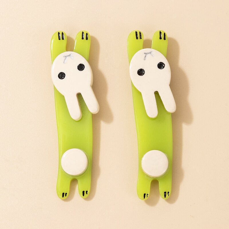 

Cartoon Rabbit Drop Earrings, Green