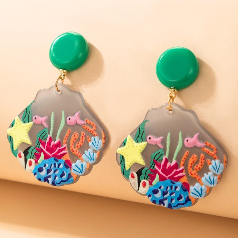 

Coral & Fish Drop Earrings, Multicolor