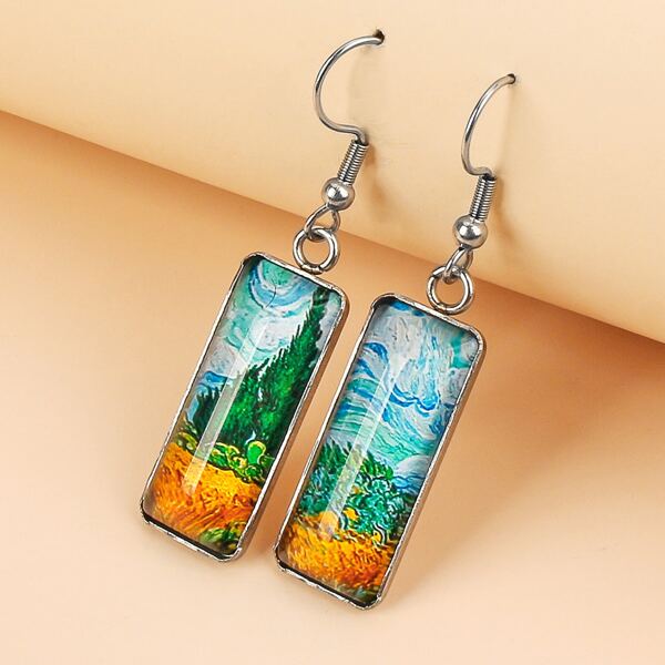 

Graphic Rectangle Earrings, Multicolor