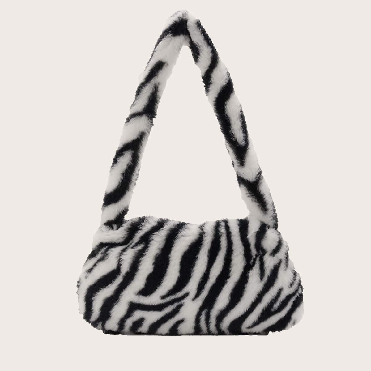 

Zebra Pattern Shoulder Bag, Multicolor