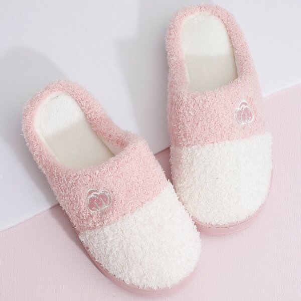 

Two Tone Wide Fit Fluffy Slippers, Baby pink