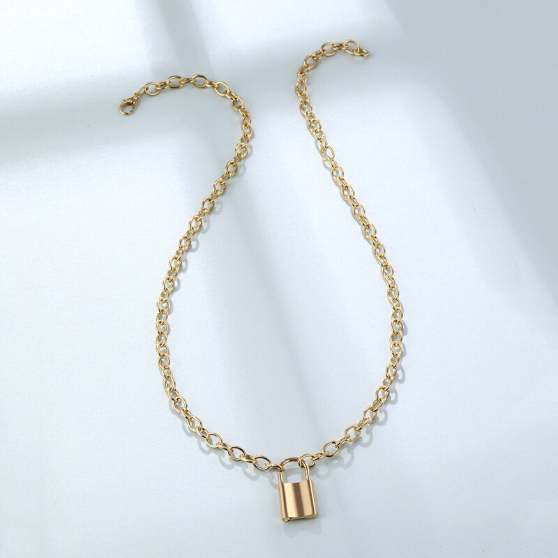 

Lock Pendant Necklace, Gold