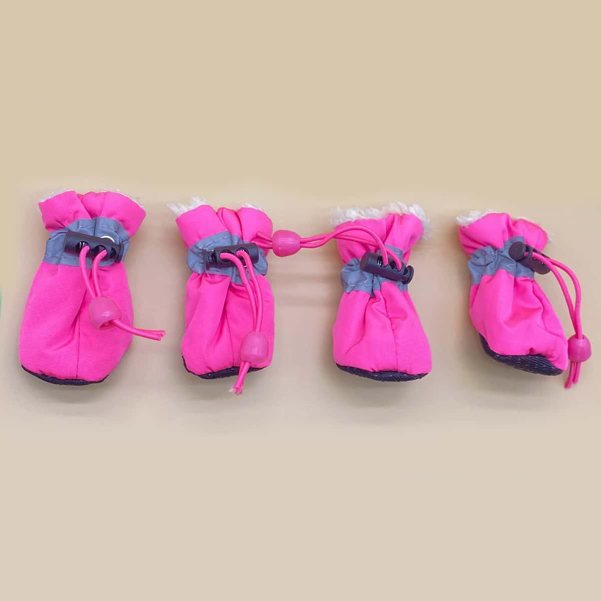 

4pcs Colorblock Dog Shoes, Hot pink