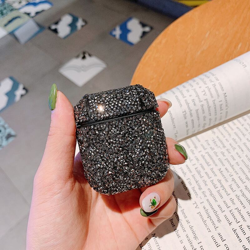 

Rhinestone Decor Airpods Case, Grey