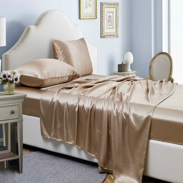 

Plain Satin Bedding Set Without Filler, Khaki