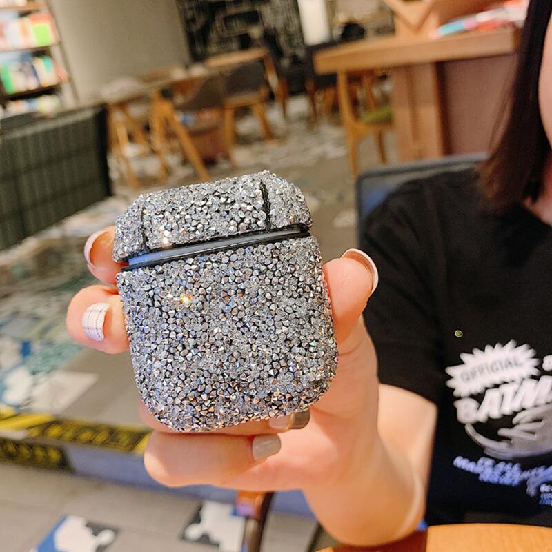 

Rhinestone Decor Airpods Case, Silver