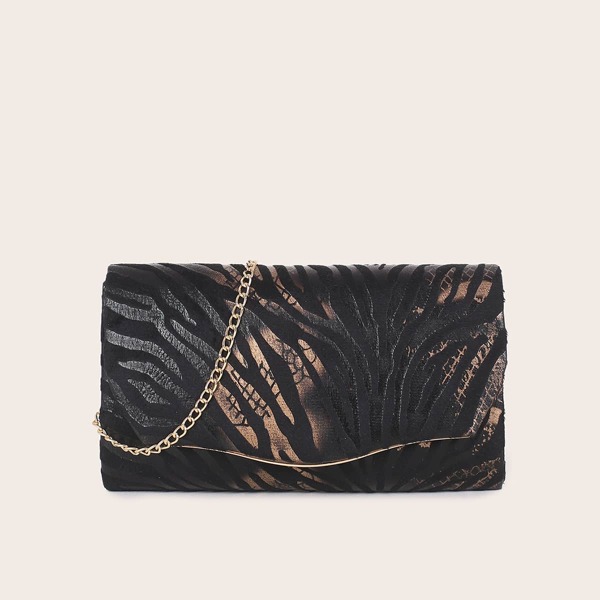 

Flap Chain Clutch Bag, Black