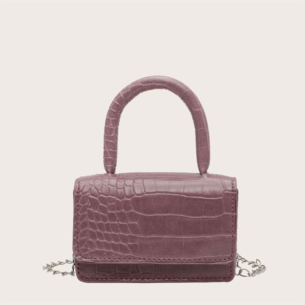 

Girls Crocodile Chain Satchel Bag, Purple